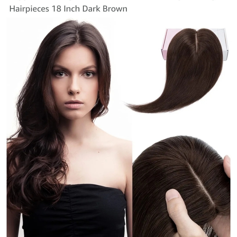 Dark Brown Human Hair Topper